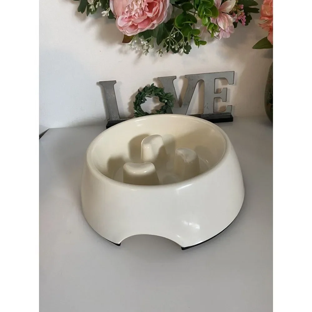 Frisco Cream Melamine Slow Feed Dog & Cat Bowl‎ Size Large 1.5 Cups 7